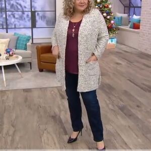 GRAVER Susan Graver Novelty Slub-Knit Cardigan